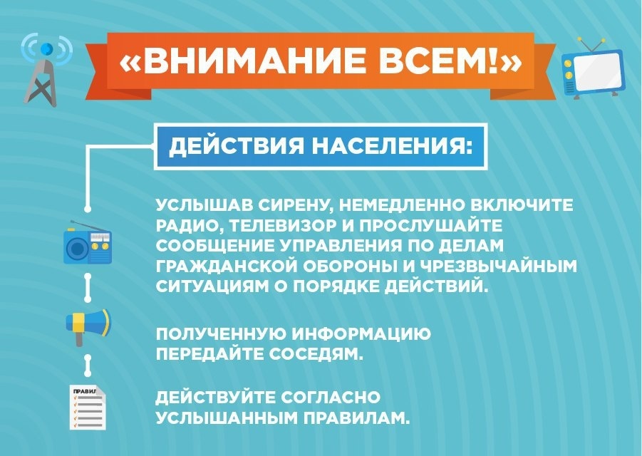 Каждый гражданин Российской Федерации обязан знать порядок действий при получении сигнала «ВНИМАНИЕ ВСЕМ»❗.
